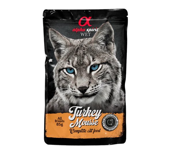 ALPHA SPIRIT POUCH TURKEY MOUSSE/Вологий корм д/котів Торкі Мусс 85г