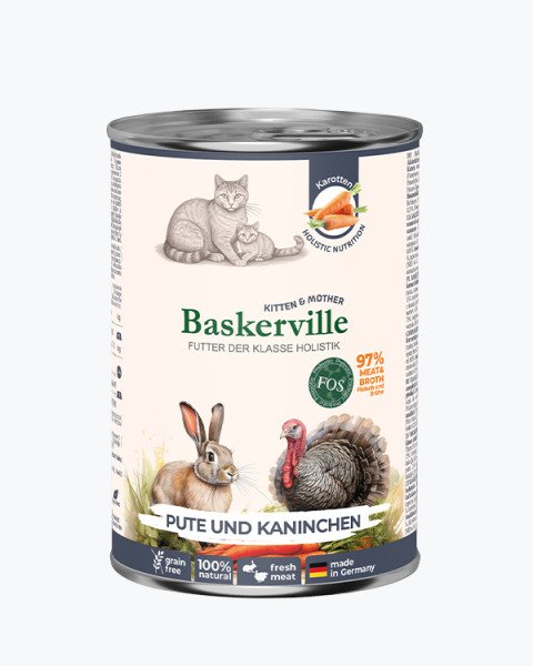 Baskerville KF FOS KITTEN & MOTHER Pute und Kaninchen Індичка та кролик 400г