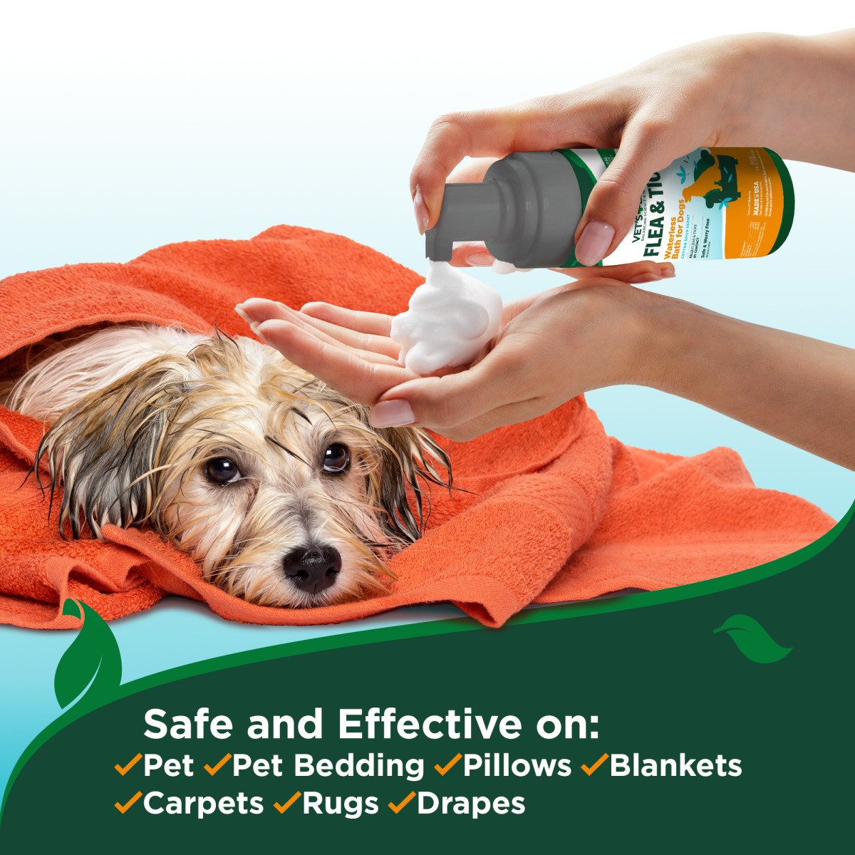 VET`S BEST Flea&Tick Waterless Dog Bath Cottonspice 236 мл