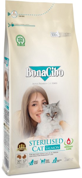 BonaCibo Adult Cat Sterilised Salmon 2 kg