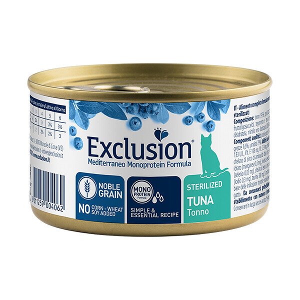 Вологий корм для дорослих стерилізованих котів Exclusion Mediterraneo Sterilized Cat Tuna, 85 г (паштет із тунцем)