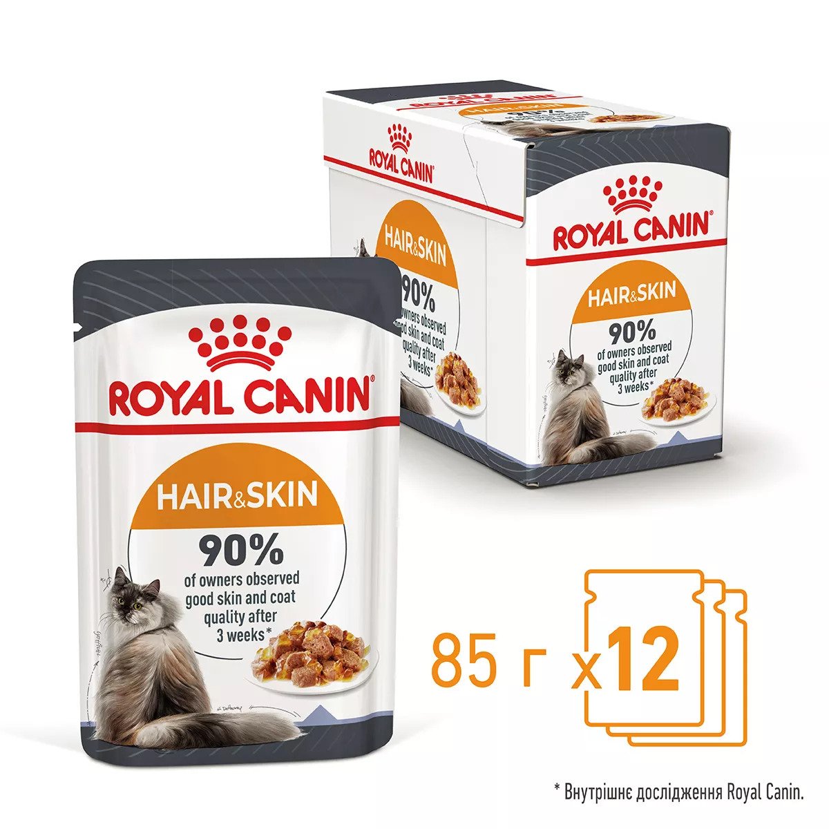 Вологий корм для котів Royal Canin HAIR & SKIN CARE In Jelly, 85 г
