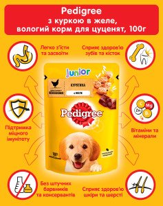 Pedigree Puppy Junior Паучі Для Собак Курка з Рисом у Желе 100 г