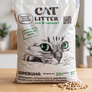 Деревний наповнювач для котячого туалету та гризунів Cat Litter світлий (гранула 6 мм), 5 кг