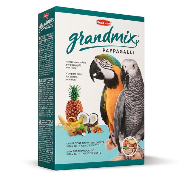 Комплексний сухий корм із фруктами та горіхами для великих папуг Padovan GrandMix Pappagalli, 600 г