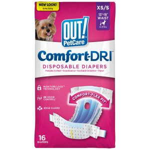 Одноразові гігієнічні підгузки для собак (сук) з принтом OUT! Comfort-Dri Fashion Diapers XS/S, 16 шт.