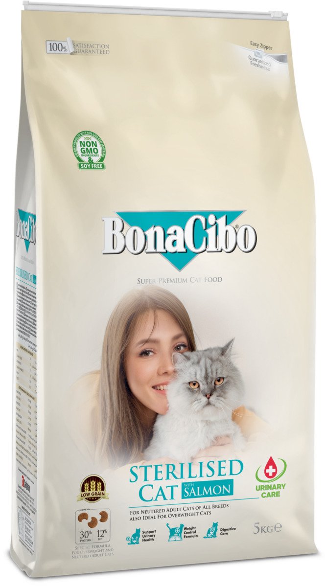 BonaCibo Adult Cat Sterilised Salmon 5 kg