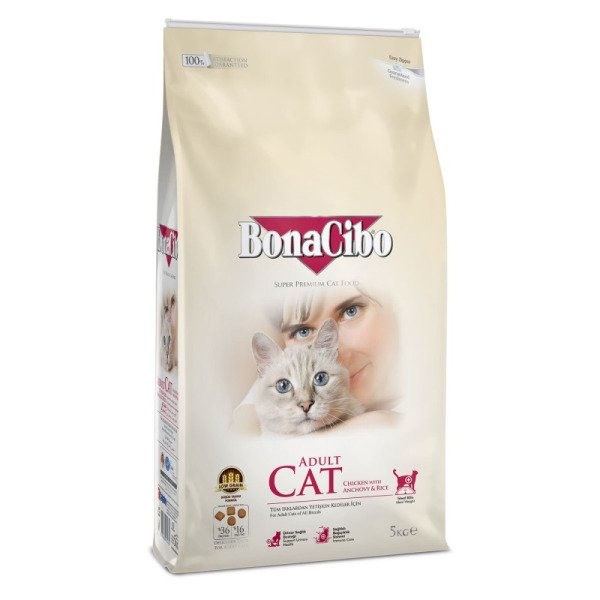 BonaCibo Adult Cat Chicken&Rice with Anchovy 5 kg