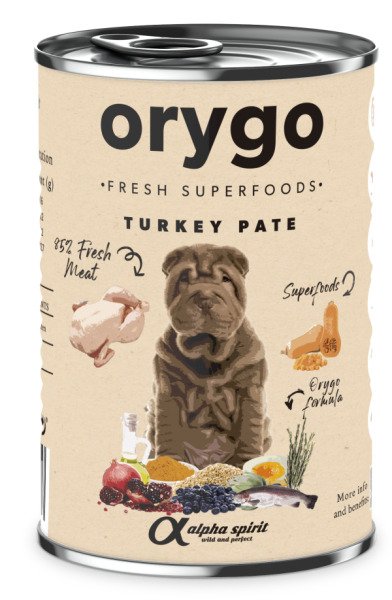 Вологий корм-паштет для собак Orygo Turkey Pate з індичкою та гарбузом, 400 г