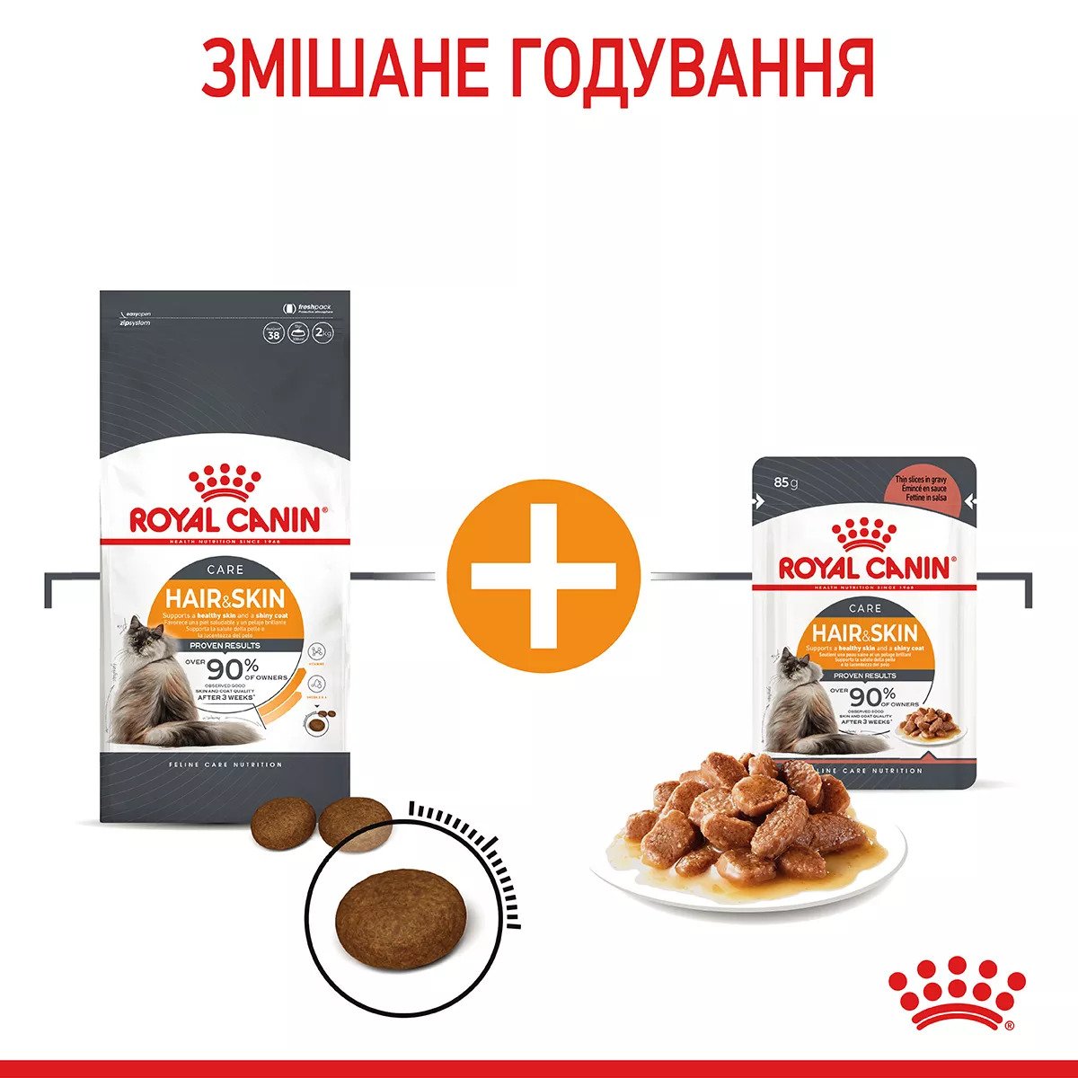 Вологий корм для котів Royal Canin HAIR & SKIN CARE в Соусі, 85 г