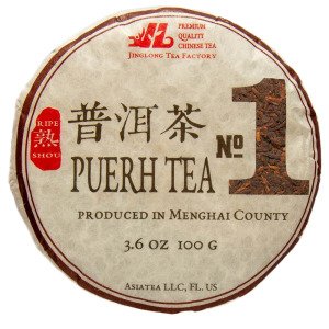 Шу Пуер «Цзин Лун №1» (Puerh Tea №1) від Jinglong Tea Factory 2021 р., млинець 100 г