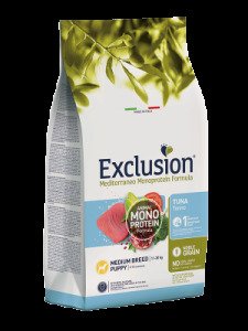  Сухий корм для цуценят середніх порід Exclusion Mediterraneo Puppy Tuna Medium Breed, 12 кг (з тунцем та рисом)