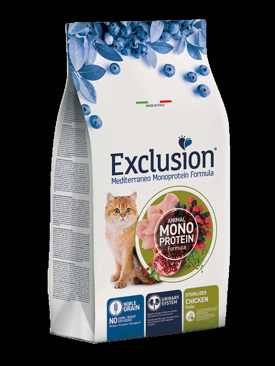 Сухий корм для дорослих стерилізованих котів Exclusion Mediterraneo Sterilized Cat Chicken, 300 г (з куркою та рисом)