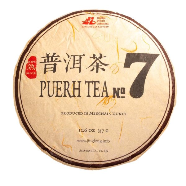 Шу Пуер «Цзин Лун №7» (Puerh Tea №7) від Jinglong Tea Factory 2021 р., млинець 357 г