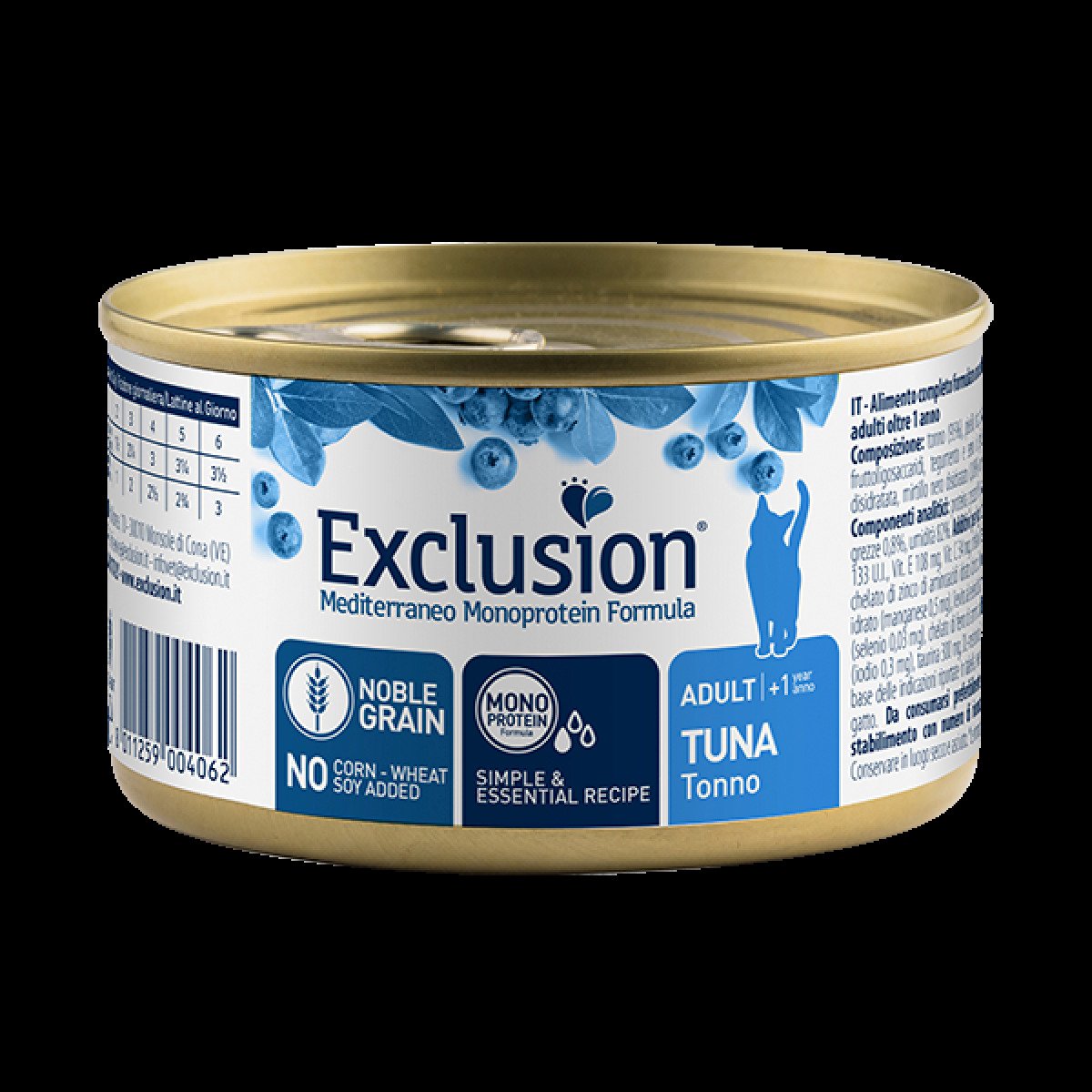 Вологий корм для дорослих котів Exclusion Mediterraneo Adult Cat Tuna, 85 г (паштет із тунцем)