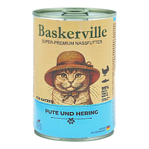 Baskerville Індичка та оселедець — вологий корм для котів, 400 г