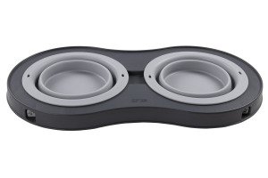 DEXAS Миска подвійна Дабл Фідер на складній підставці-велика 600 мл (світло-сіра)