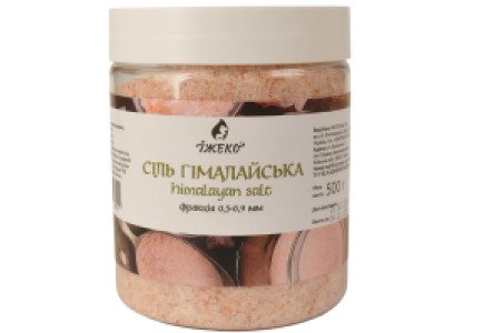 Сіль гімалайська рожева дрібна Їжеко (фракція 0,5–0,9 мм), 500 г у банці PET