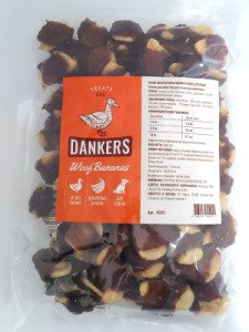Ласощі для собак Dankers «Woof Bananas» (Банан, обгорнутий качиним м'ясом, 500 г)