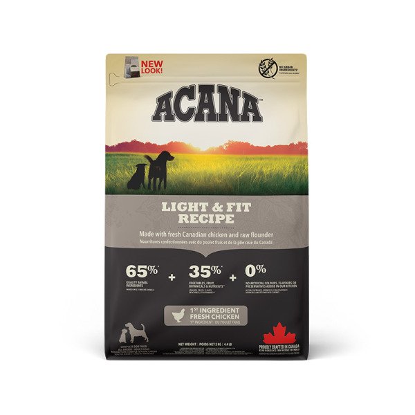 Сухий беззерновий корм для дорослих собак ACANA Light & Fit Recipe, 2 кг