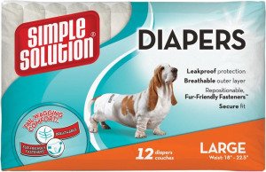 Одноразові гігієнічні підгузки для собак Simple Solution Disposable Diapers Large (розмір L), 12 шт.