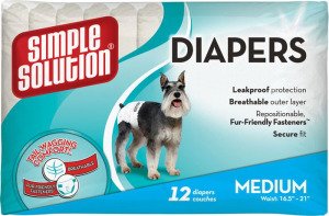 Одноразові гігієнічні підгузки для собак Simple Solution Disposable Diapers Medium (розмір M), 12 шт.