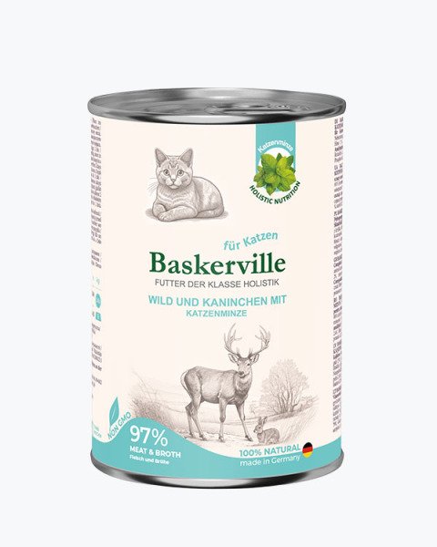 Baskerville Оленина з кроликом та котячою м'ятою — вологий корм для котів, 400 г
