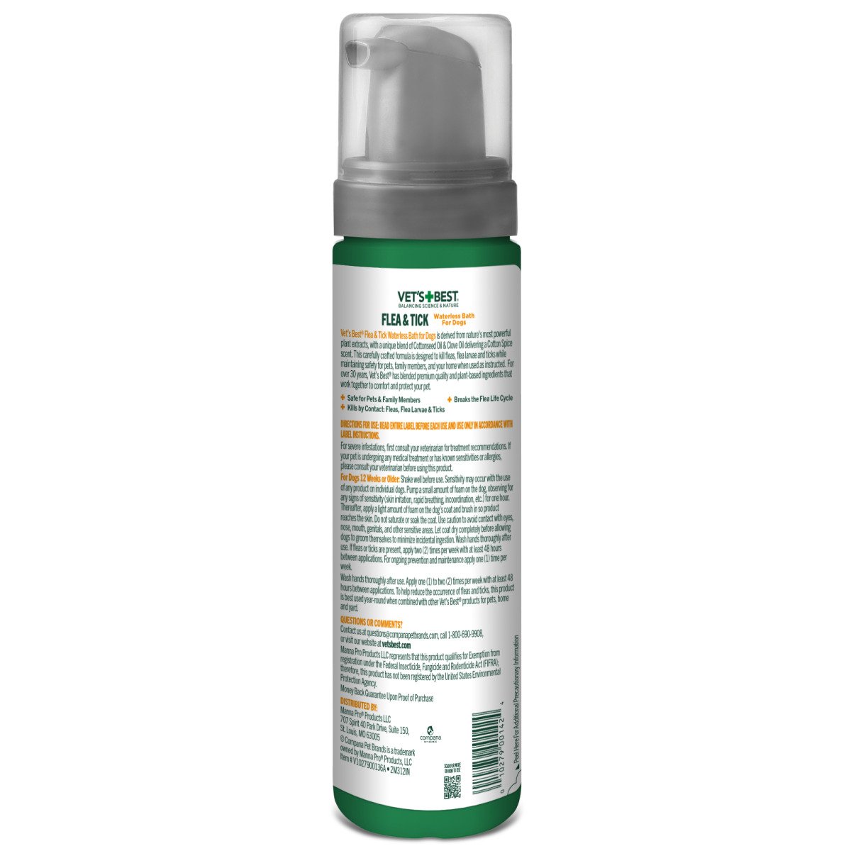 VET`S BEST Flea&Tick Waterless Dog Bath Cottonspice 236 мл