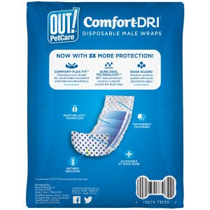 Одноразові гігієнічні підгузки-пояси для собак (кобелів) OUT! PetCare Comfort-Dri Male Wraps M/L, 10 шт.