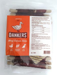Ласощі для собак Dankers «Woof Calcium Sticks» (Кальцієві палички з качиним м'ясом, 500 г)