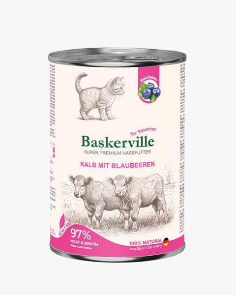 Baskerville Телятина з чорницею — вологий корм для кошенят, 400 г
