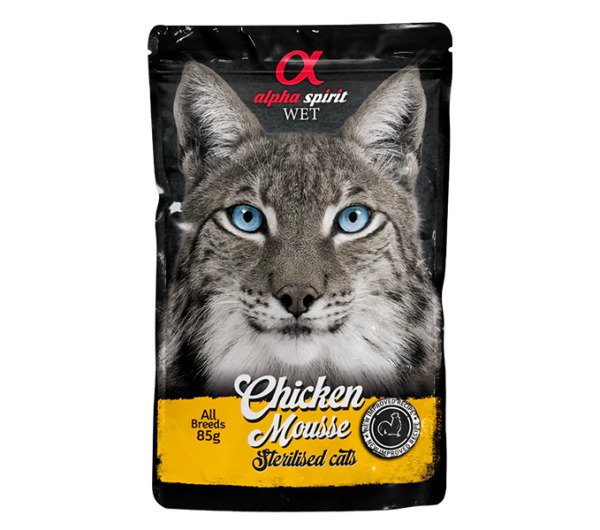 ALPHA SPIRIT POUCH CHICKEN M. STERILIZED CAT/Вологий корм д/стериліз.котів Чікен Мусс 85г