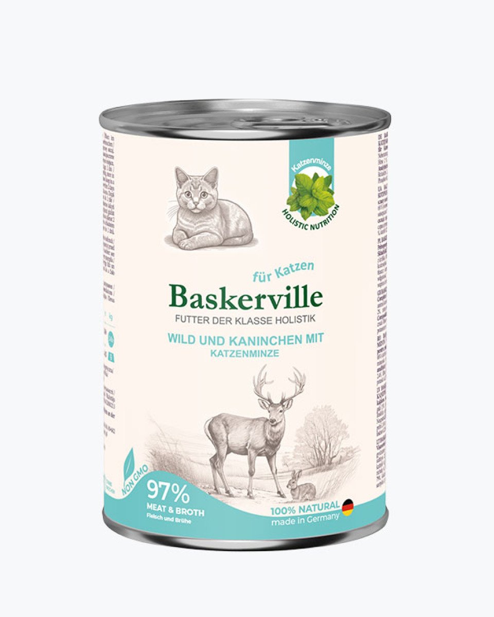Baskerville Оленина з кроликом та котячою м'ятою — вологий корм для котів, 400 г