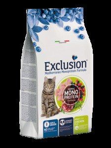 Сухий корм для дорослих котів Exclusion Mediterraneo Adult Cat Chicken, 12 кг (з куркою та рисом)