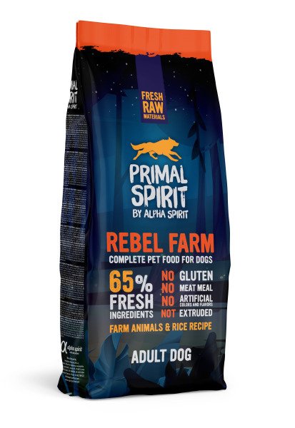 PRIMAL SPIRIT REBEL FARM DOG FOOD/Повнораціонний корм д/собак Ребел Фарм 12кг
