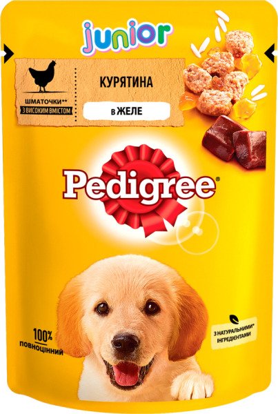 Pedigree Puppy Junior Паучі Для Собак Курка з Рисом у Желе 100 г