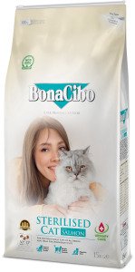 BonaCibo Adult Cat Sterilised Salmon 15 kg
