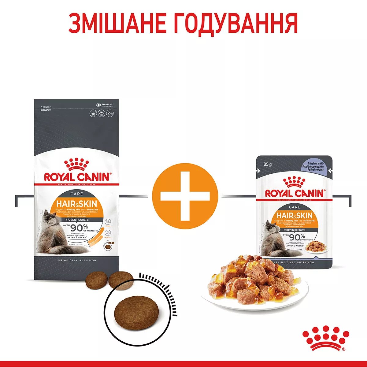 Вологий корм для котів Royal Canin HAIR & SKIN CARE In Jelly, 85 г