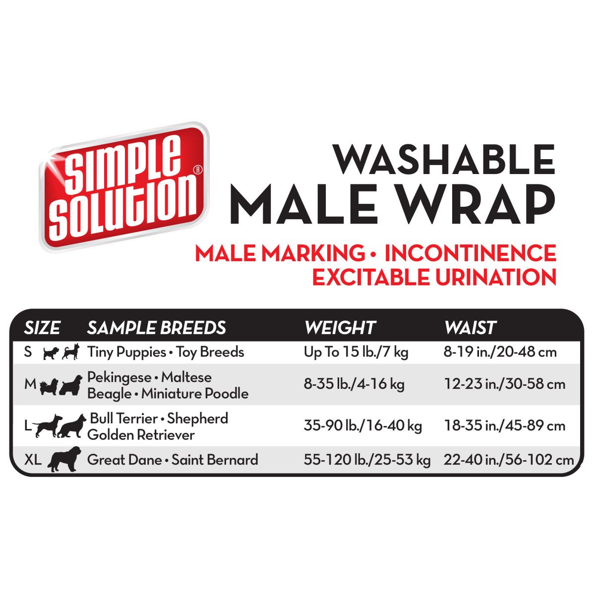 Багаторазовий гігієнічний пояс для собак (кобелів) Simple Solution Washable Male Wrap Large (розмір L), 1 шт.