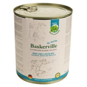 Baskerville Яловичина та лосось з пастернаком, шпинатом та зеленню — вологий корм для собак, 800 г
