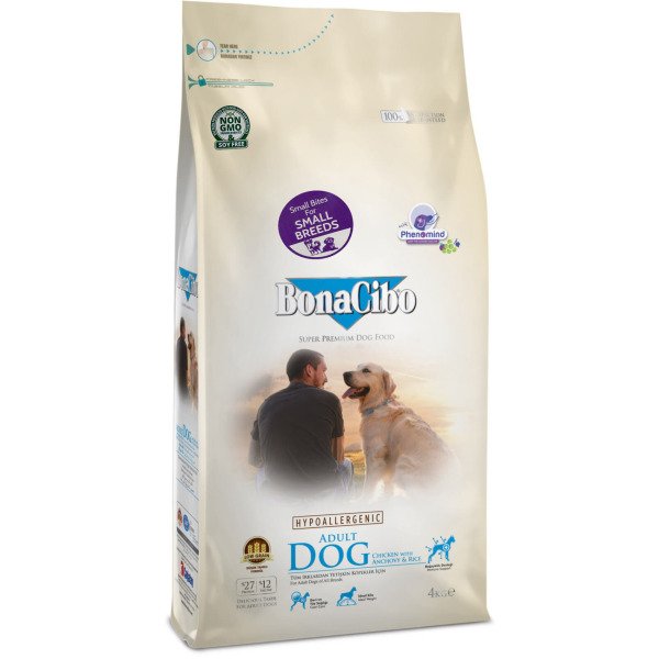 BonaCibo Adult Dog Small Breed Chicken&Rice with Anchovy 4 kg