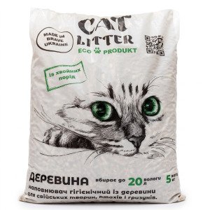 Деревний наповнювач для котячого туалету та гризунів Cat Litter світлий (гранула 6 мм), 5 кг