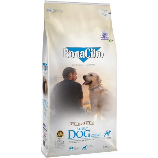 BonaCibo Adult Dog Chicken&Rice with Anchovy 15 kg