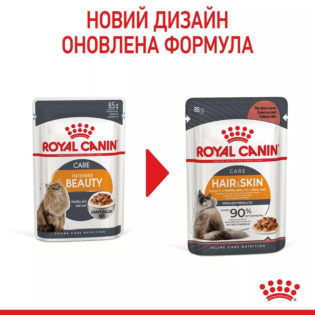 Вологий корм для котів Royal Canin HAIR & SKIN CARE в Соусі, 85 г