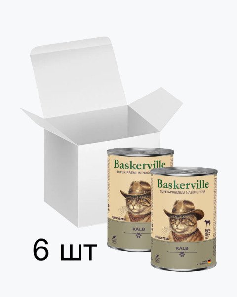 Baskerville Телятина — вологий корм для котів, 6 × 400 г
