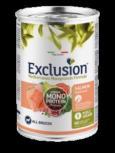 Вологий корм для дорослих собак усіх порід Exclusion Mediterraneo Adult Salmon, 400 г (паштет із лососем)