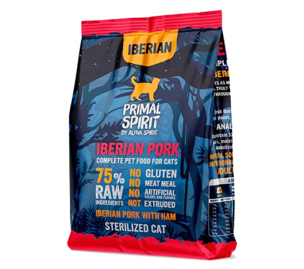 PRIMAL SPIRIT IBERIAN HAM CAT FOOD/Повнораціонний корм д/котів Іберіан Хем 1кг