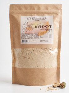 Клітковина Кунжуту Європейське село (кунжутний шрот знежирений з насіння), 500 г у дой-паку із zip-застібкою