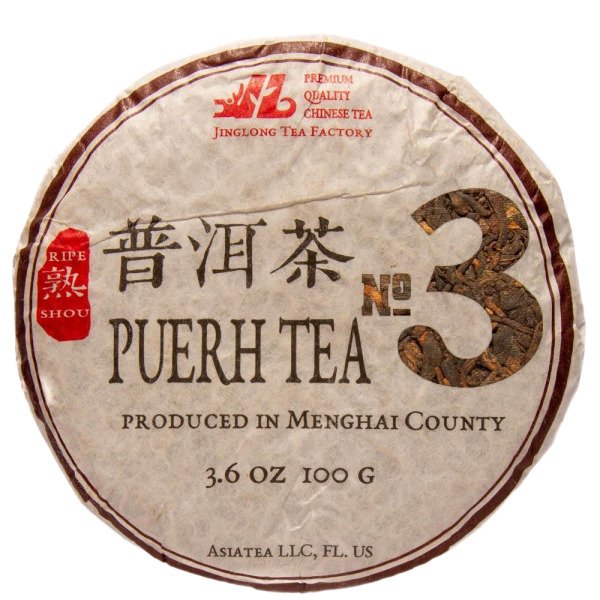Шу Пуер «Цзин Лун №3» (Puerh Tea №3) від Jinglong Tea Factory 2021 р., млинець 100 г
