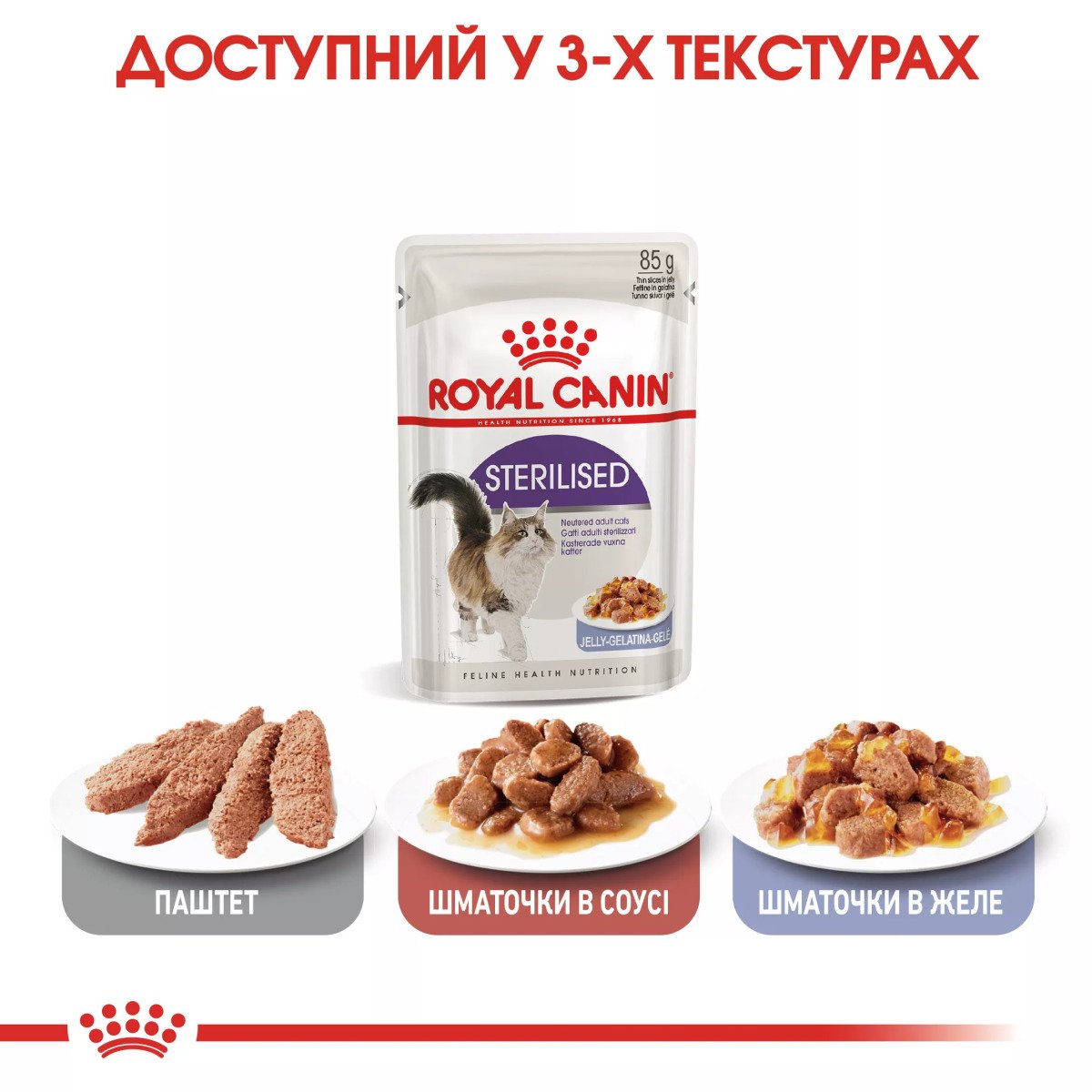 Вологий корм для стерилізованих котів Royal Canin Sterilised in Jelly, 85 г